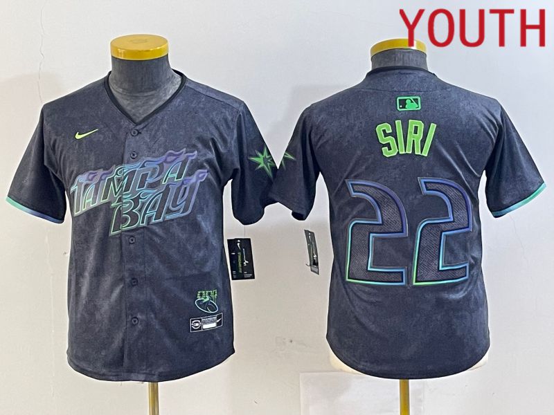 Youth Tampa Bay Rays #22 Siri Black City Edition Nike 2024 MLB Jersey style 5->youth mlb jersey->Youth Jersey
